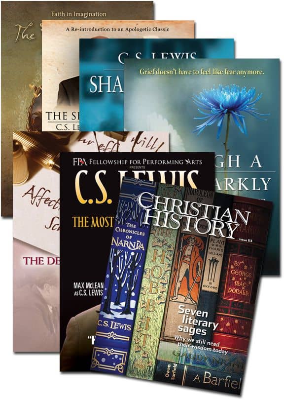 A stack of book covers, mostly by or about C.S. Lewis, including titles like "The Chronicles of Narnia" and "Christian History. A stack of book covers, mostly by or about C.S. Lewis, including titles like "The Chronicles of Narnia" and "Christian History.